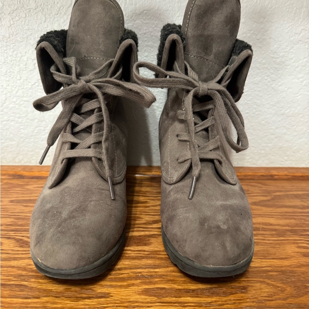 Brown Lace-Up Ankle Boots